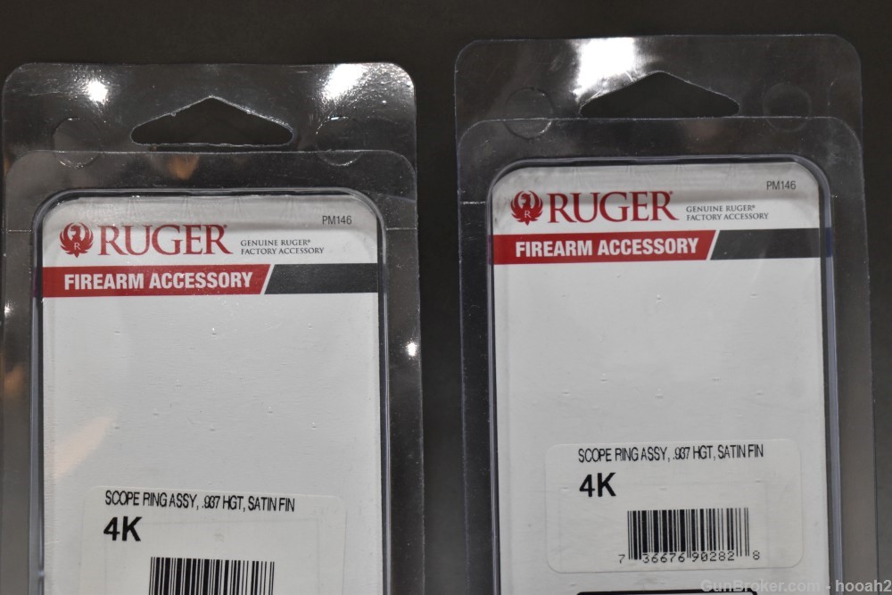 2 Ruger 4K Medium Scope Rings Satin Stainless 1" NOS .937" HGT-img-3