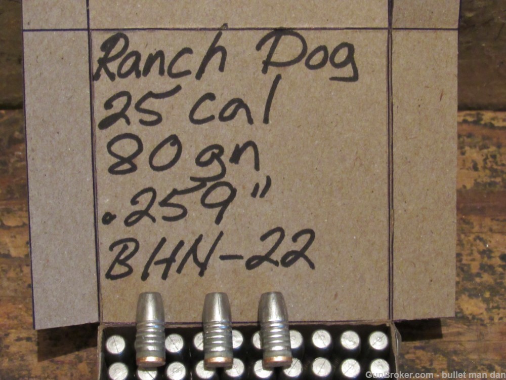 25-20 bullets  Ranch Dog 80gn .259" BHN-22  100 bullets-img-0