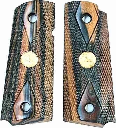 Colt 1911 Officers Model Tigerwood Grips, Compact Size-img-0
