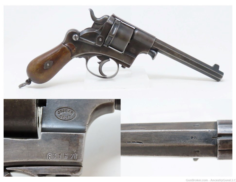 Dutch J.F.J. BAR Antique DELFT Model 1873 “Old Model” .22 RF DA Revolver   -img-0
