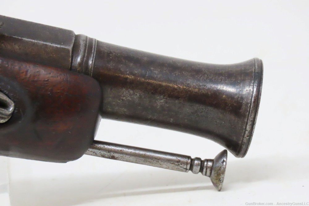 ENGRAVED & INLAID Antique FRENCH Style .54 FLINTLOCK Flared Barrel Pistol  -img-4