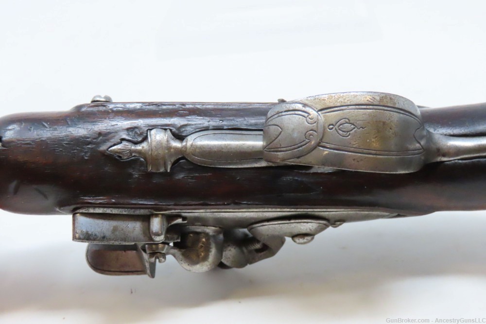 ENGRAVED & INLAID Antique FRENCH Style .54 FLINTLOCK Flared Barrel Pistol  -img-11