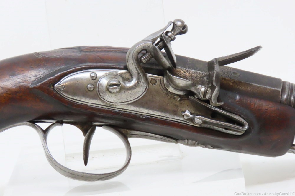 ENGRAVED & INLAID Antique FRENCH Style .54 FLINTLOCK Flared Barrel Pistol  -img-3