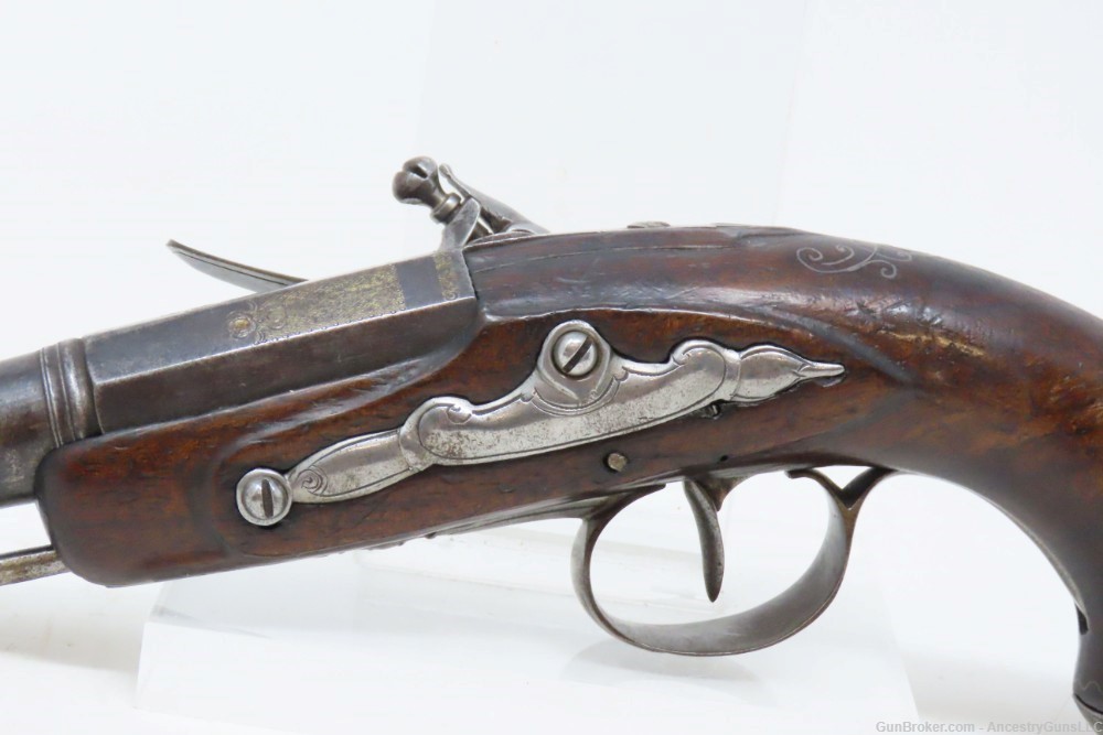 ENGRAVED & INLAID Antique FRENCH Style .54 FLINTLOCK Flared Barrel Pistol  -img-15