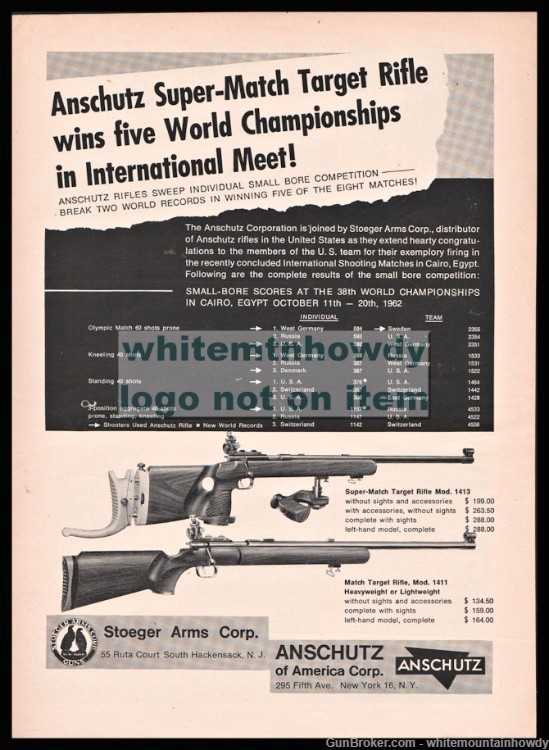 1963 ANSCHUTZ Super and Match Target Rifle Original PRINT AD-img-0