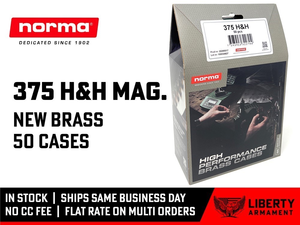 375 H&H Mag Brass Norma 375 Holland & Holland Brass-img-0