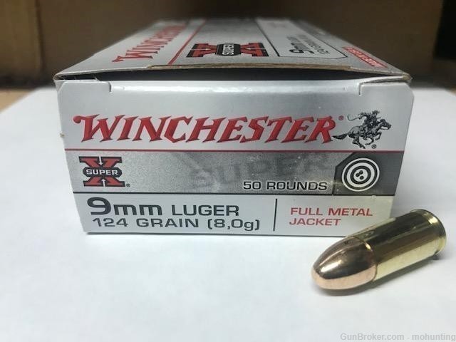 Winchester W9MM124 9mm Luger 124gr FMJ 500 Rounds-img-0