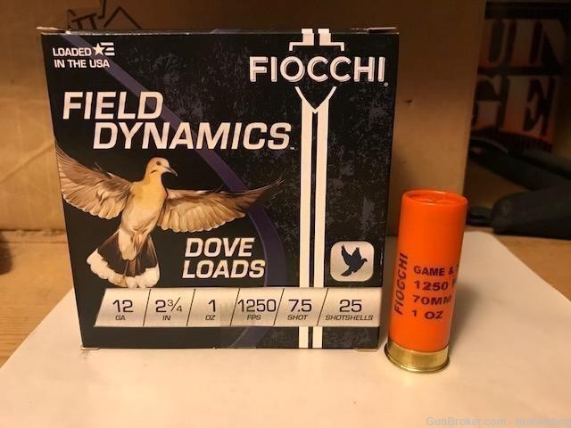 Fiocchi 12GT75 12ga 2 3/4 in. 1oz 7.5 shot 250 Rounds Dove Loads-img-0