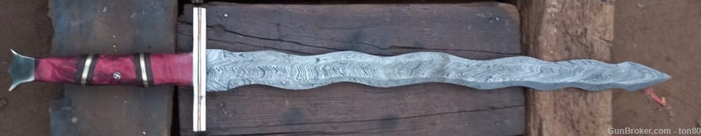 XMAS SPECIAL HAND Forged Damascus Steel SWORD 32 INCH WITH LEATHER-img-0