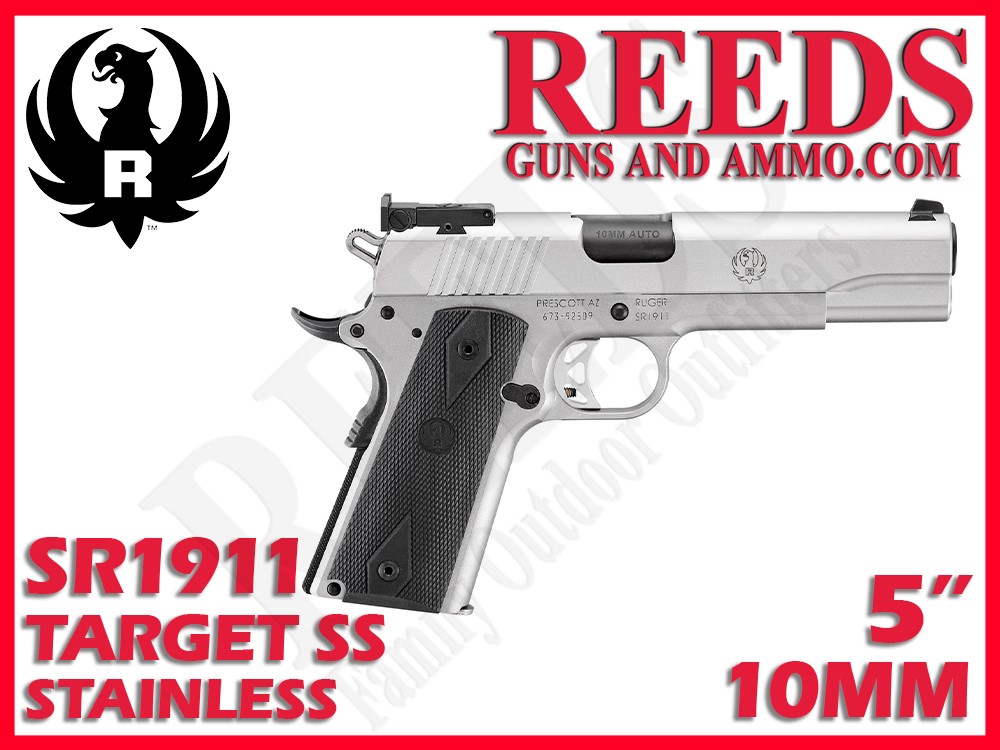 Ruger SR1911 Stainless Target 10mm 5in 2-8Rd Mags 6739-img-0