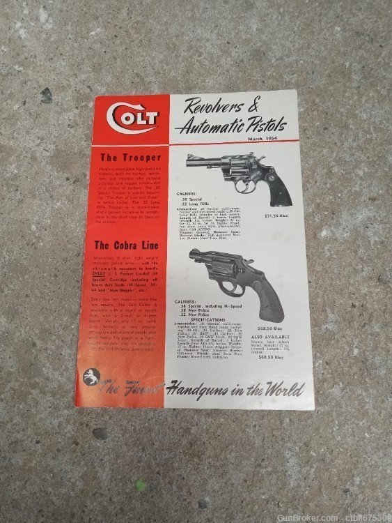Colt Revolvers and Automatic Pistols Brochure March 1954 -img-0