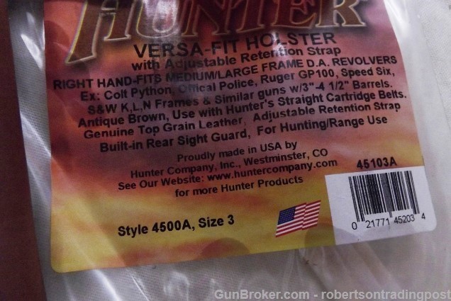 Hunter Versa Fit US Leather Holster 4" Revolver 45-img-4