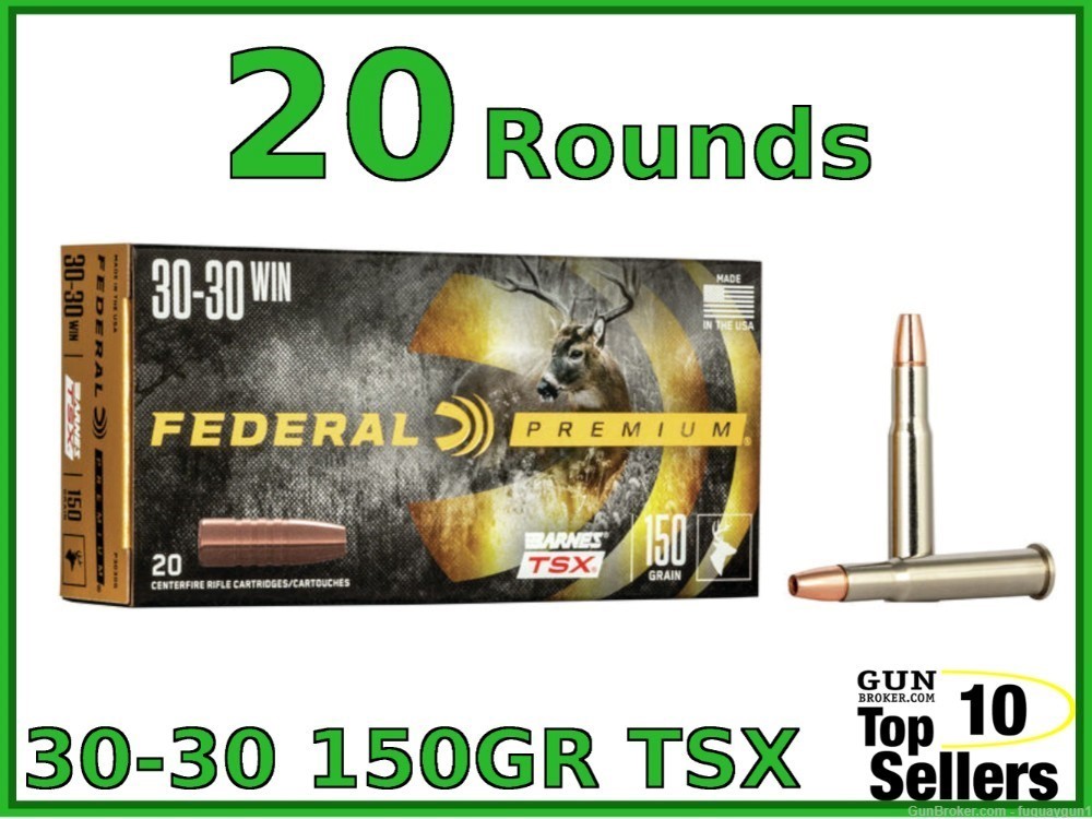 Federal Barnes TSX 30-30 150 GR Ammo Hollow Point Hunting Ammo 20ct P3030G-img-0