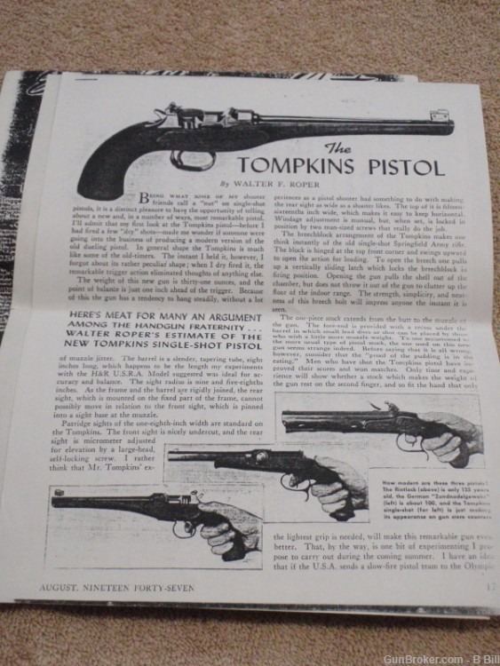 EXTREMELY RARE Thompkins / Varsity 22 cal Target Pistol 1947 EXC COND-img-38