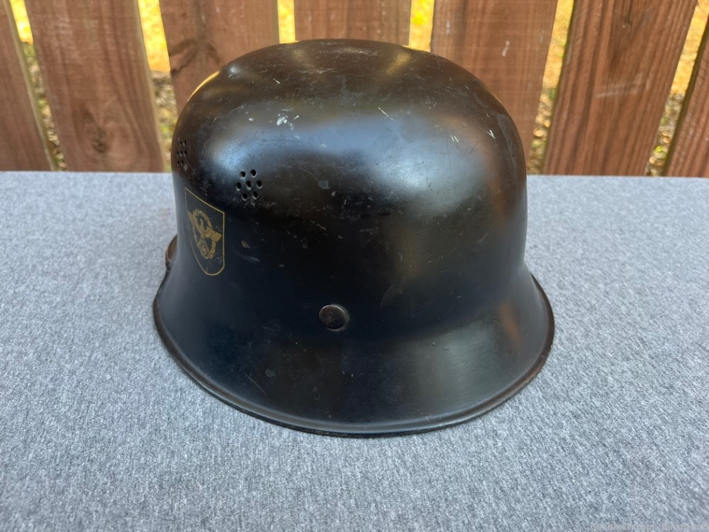 Original WWII M34 German Fire Protection Police Helmet Double Decal Liner-img-2