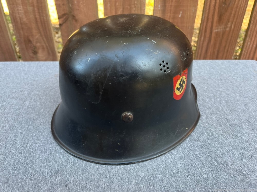 Original WWII M34 German Fire Protection Police Helmet Double Decal Liner-img-3