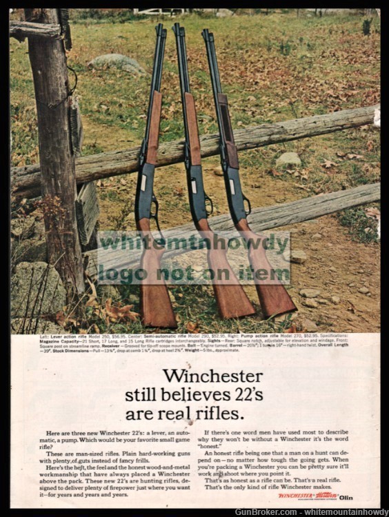 1964 WINCHESTER 250 Lever Action 290 Semi-Auto and 270 Pump .22 Rifle PRINT-img-0