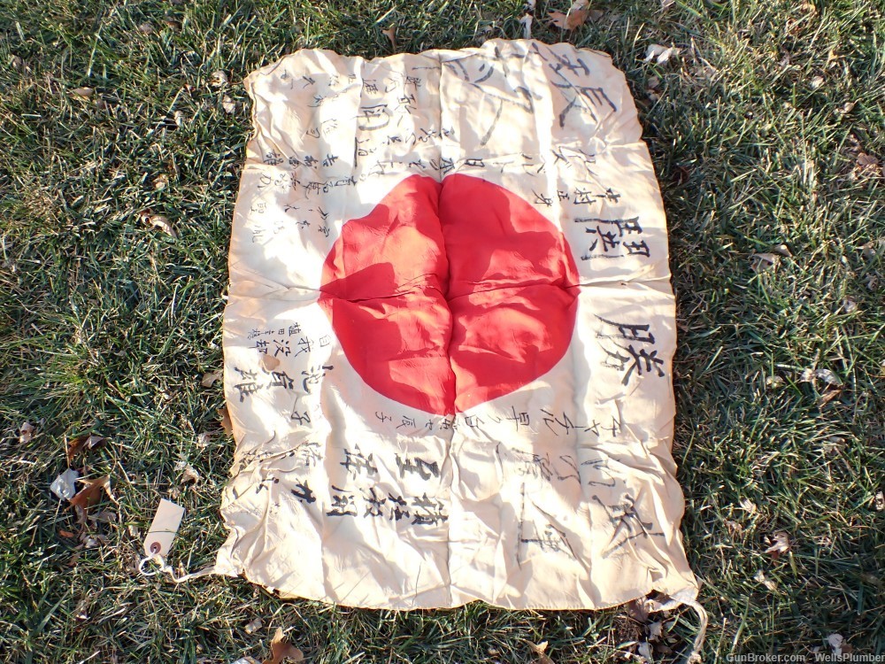 JAPANESE WWII SOLDIERS PERSONAL FLAG HINOMARU MEATBALL WITH SIGNATURES-img-1