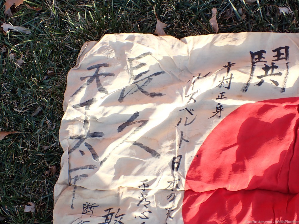 JAPANESE WWII SOLDIERS PERSONAL FLAG HINOMARU MEATBALL WITH SIGNATURES-img-7