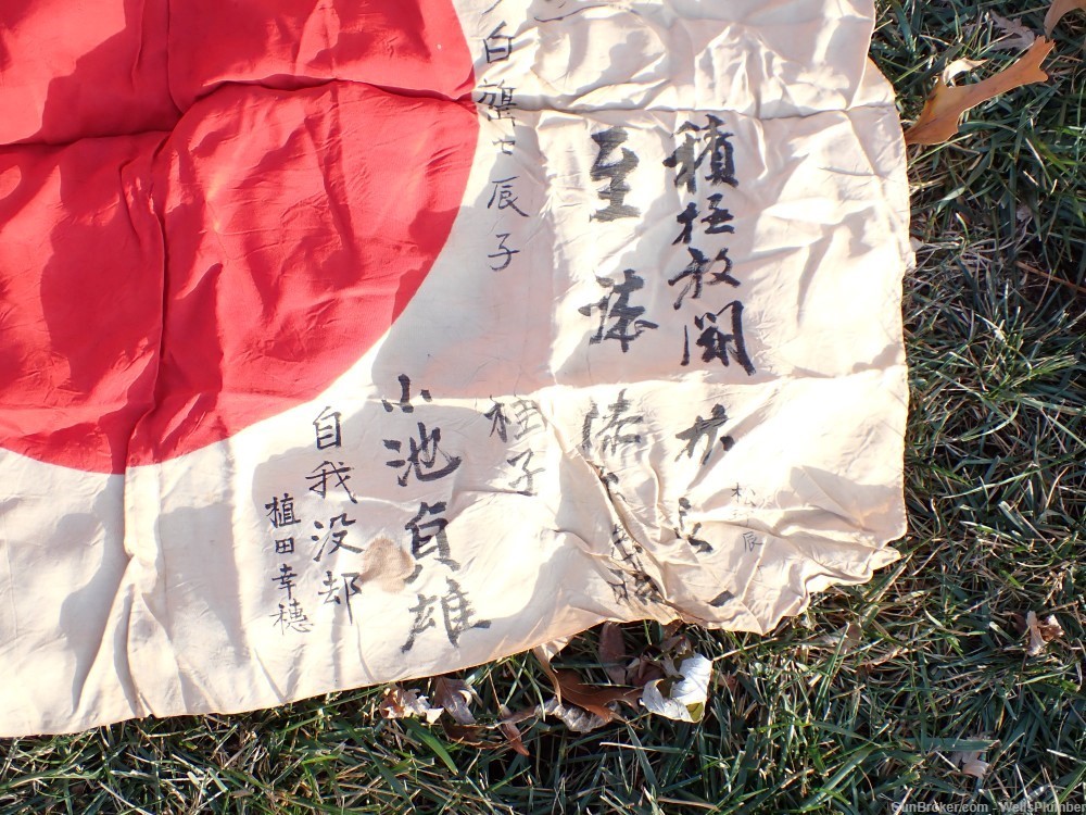 JAPANESE WWII SOLDIERS PERSONAL FLAG HINOMARU MEATBALL WITH SIGNATURES-img-11