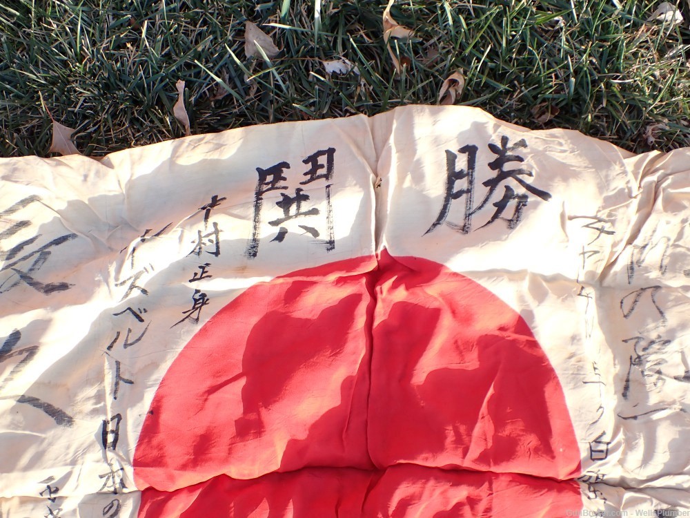 JAPANESE WWII SOLDIERS PERSONAL FLAG HINOMARU MEATBALL WITH SIGNATURES-img-6