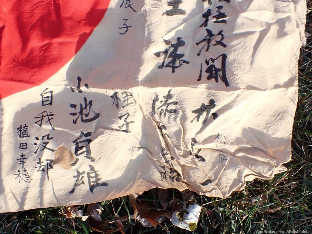 JAPANESE WWII SOLDIERS PERSONAL FLAG HINOMARU MEATBALL WITH SIGNATURES-img-4