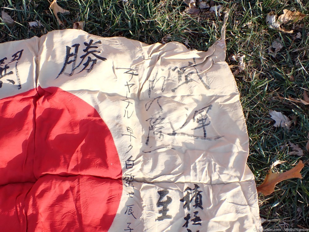 JAPANESE WWII SOLDIERS PERSONAL FLAG HINOMARU MEATBALL WITH SIGNATURES-img-5