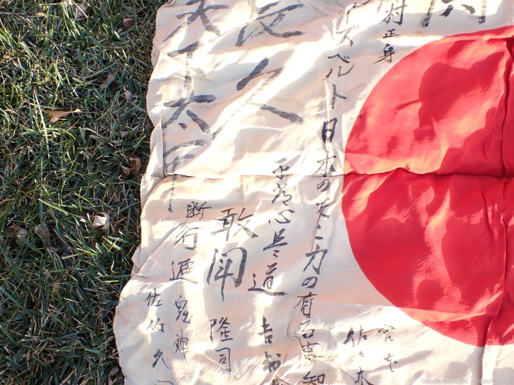JAPANESE WWII SOLDIERS PERSONAL FLAG HINOMARU MEATBALL WITH SIGNATURES-img-8