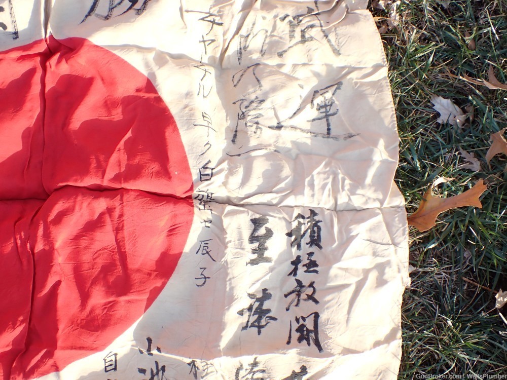 JAPANESE WWII SOLDIERS PERSONAL FLAG HINOMARU MEATBALL WITH SIGNATURES-img-12