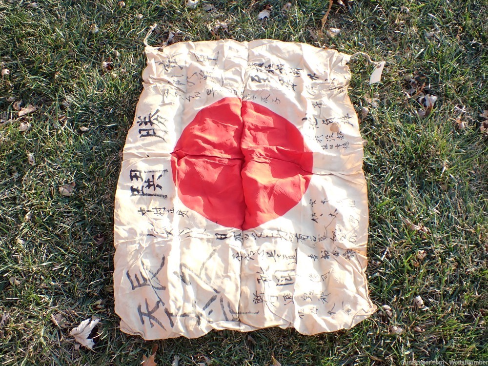 JAPANESE WWII SOLDIERS PERSONAL FLAG HINOMARU MEATBALL WITH SIGNATURES-img-3