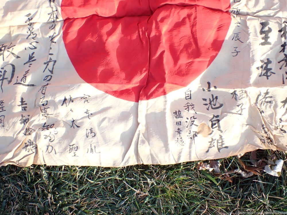 JAPANESE WWII SOLDIERS PERSONAL FLAG HINOMARU MEATBALL WITH SIGNATURES-img-10