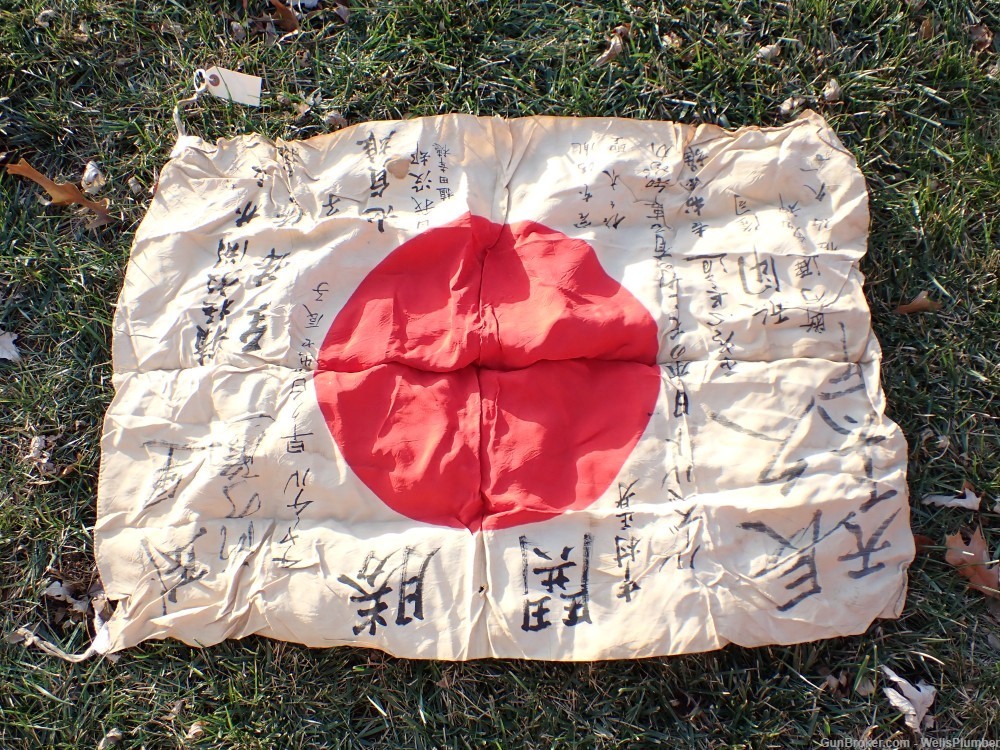 JAPANESE WWII SOLDIERS PERSONAL FLAG HINOMARU MEATBALL WITH SIGNATURES-img-0