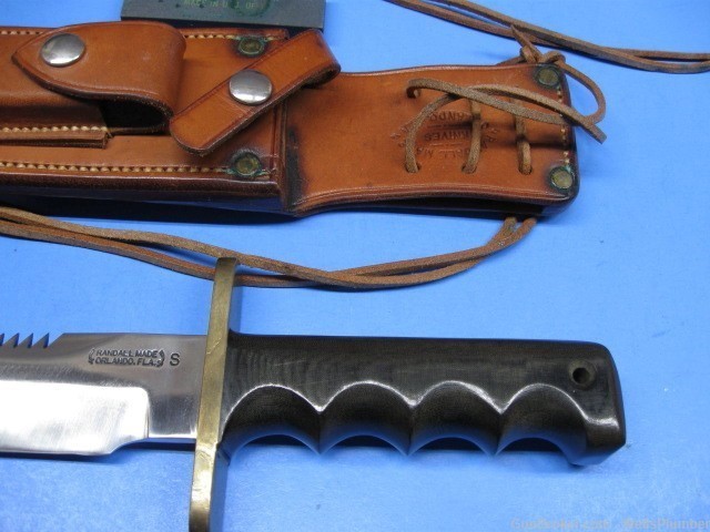 VIETNAM RANDALL MODEL 14 STAINLESS SAWBACK FIGHTING KNIFE w/ JOHNSON SHEATH-img-1