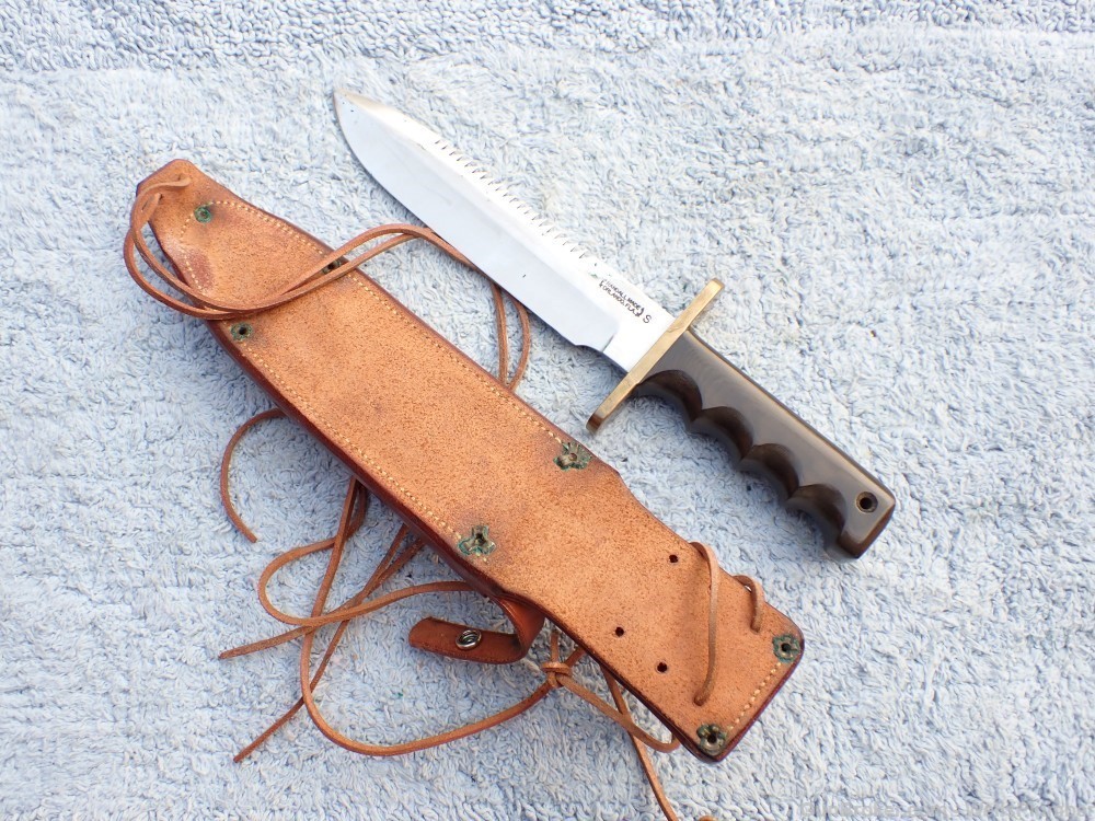 VIETNAM RANDALL MODEL 14 STAINLESS SAWBACK FIGHTING KNIFE w/ JOHNSON SHEATH-img-8