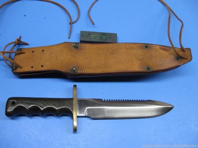 VIETNAM RANDALL MODEL 14 STAINLESS SAWBACK FIGHTING KNIFE w/ JOHNSON SHEATH-img-3