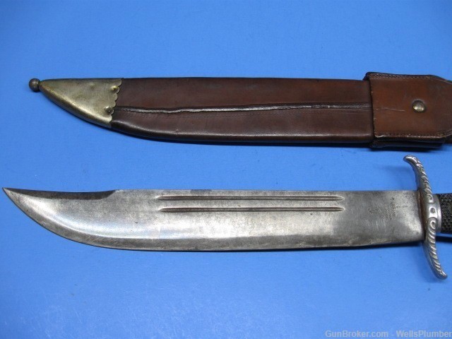 COLLINS NO 18 ELEFANTE BOWIE WITH ORIGINAL LEATHER SCABBARD (EARLY 1930'S)-img-5
