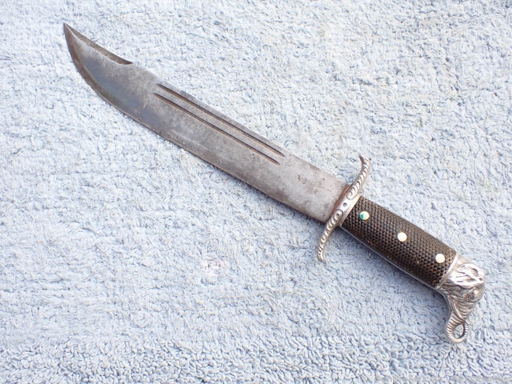 COLLINS NO 18 ELEFANTE BOWIE WITH ORIGINAL LEATHER SCABBARD (EARLY 1930'S)-img-11