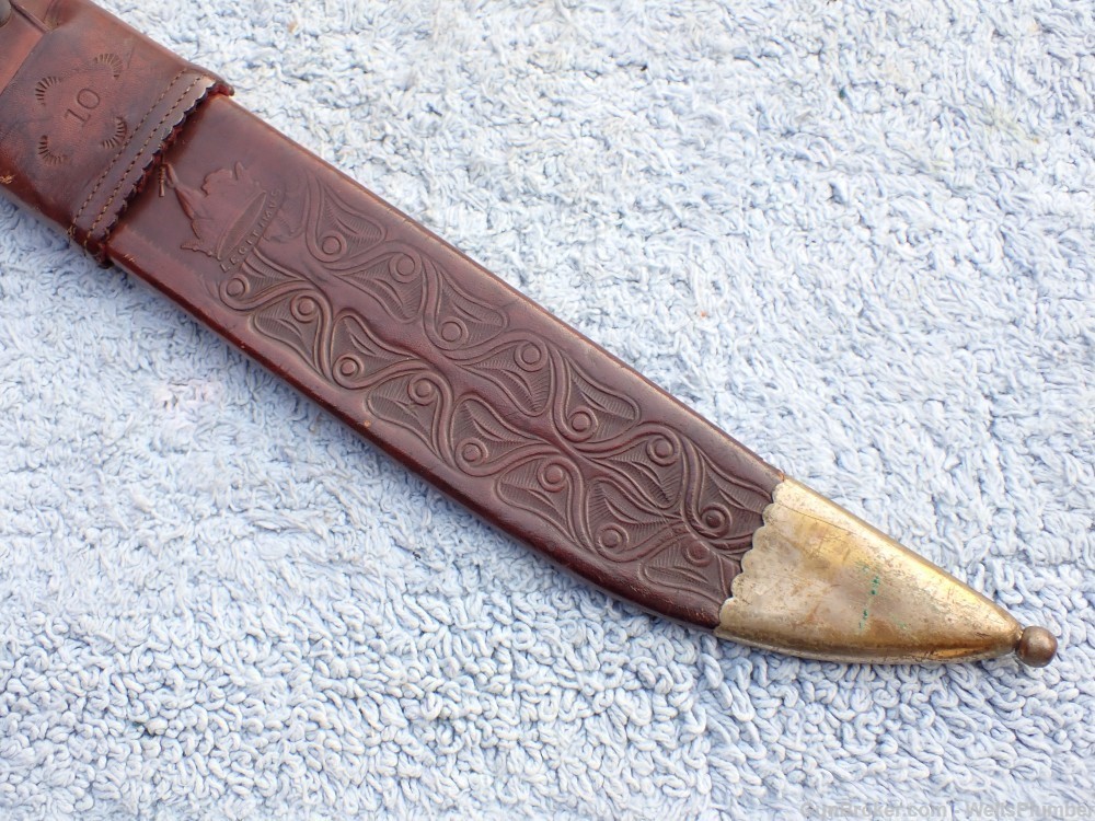 COLLINS NO 18 ELEFANTE BOWIE WITH ORIGINAL LEATHER SCABBARD (EARLY 1930'S)-img-53