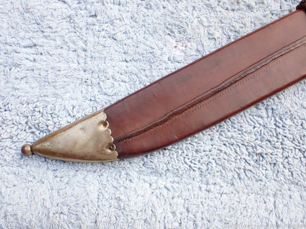 COLLINS NO 18 ELEFANTE BOWIE WITH ORIGINAL LEATHER SCABBARD (EARLY 1930'S)-img-57