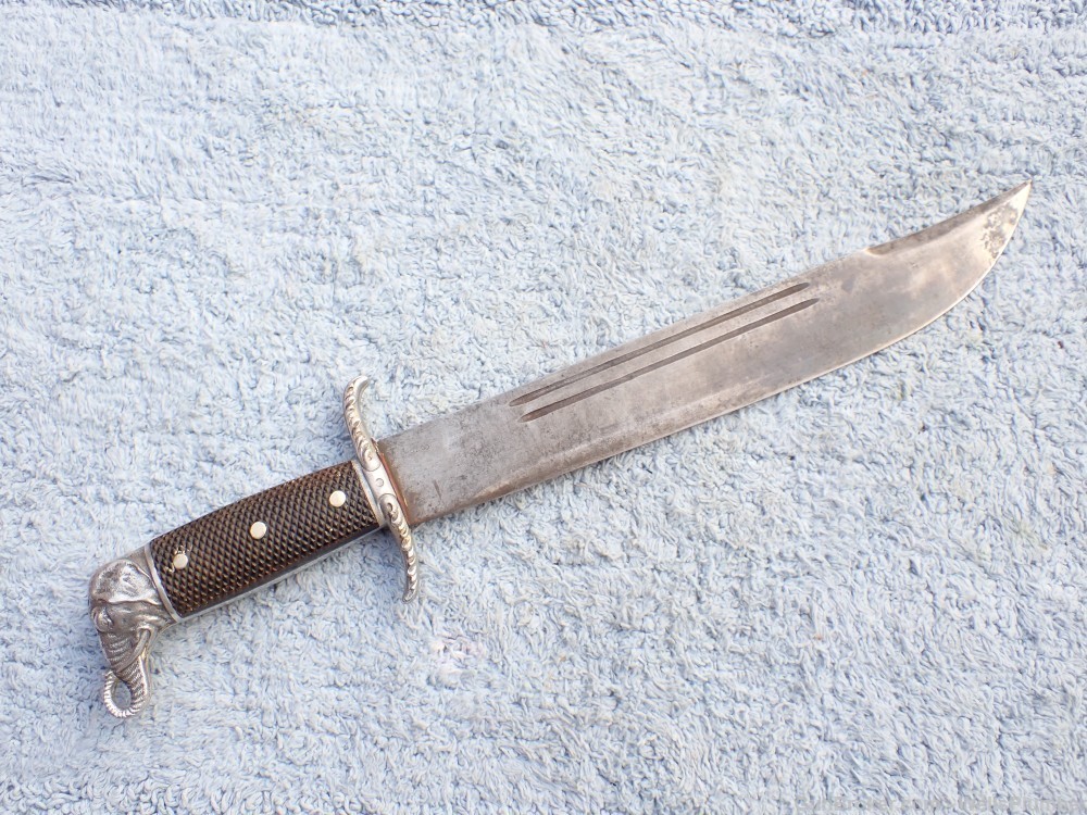 COLLINS NO 18 ELEFANTE BOWIE WITH ORIGINAL LEATHER SCABBARD (EARLY 1930'S)-img-10