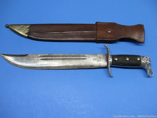 COLLINS NO 18 ELEFANTE BOWIE WITH ORIGINAL LEATHER SCABBARD (EARLY 1930'S)-img-3
