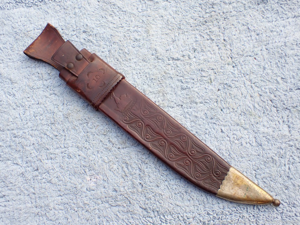 COLLINS NO 18 ELEFANTE BOWIE WITH ORIGINAL LEATHER SCABBARD (EARLY 1930'S)-img-45