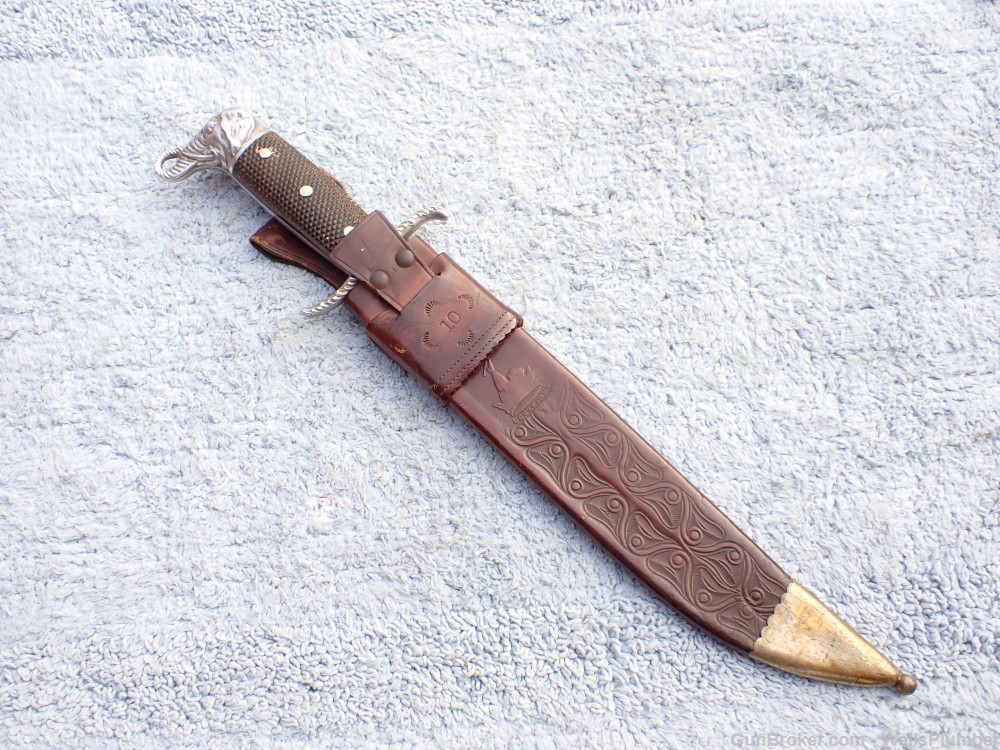COLLINS NO 18 ELEFANTE BOWIE WITH ORIGINAL LEATHER SCABBARD (EARLY 1930'S)-img-8