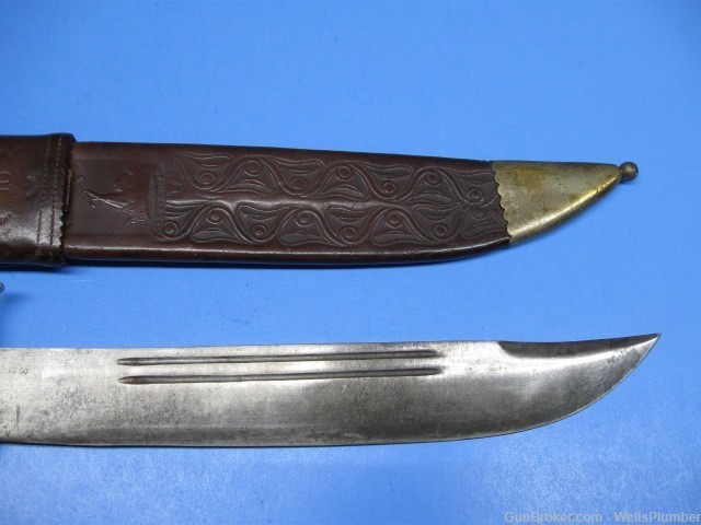 COLLINS NO 18 ELEFANTE BOWIE WITH ORIGINAL LEATHER SCABBARD (EARLY 1930'S)-img-2