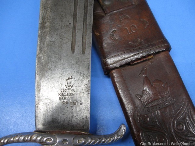 COLLINS NO 18 ELEFANTE BOWIE WITH ORIGINAL LEATHER SCABBARD (EARLY 1930'S)-img-6