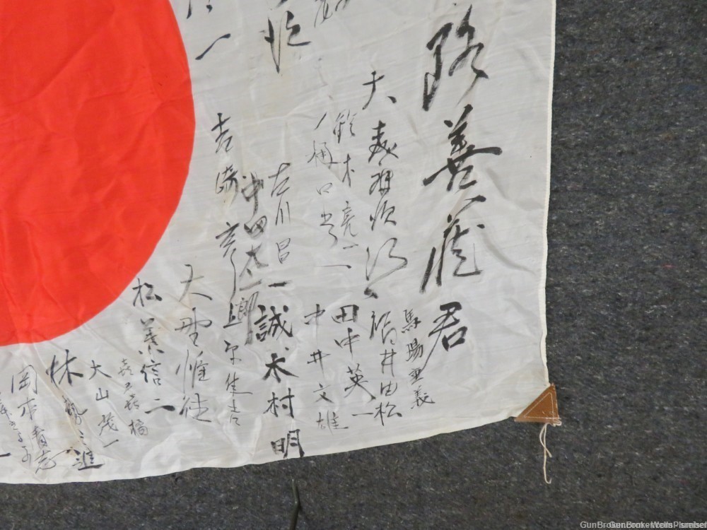 WW2 HINOMARU MEATBALL FLAG W/ SIGNED JAPANESE KANJI CHARACTERS-img-7
