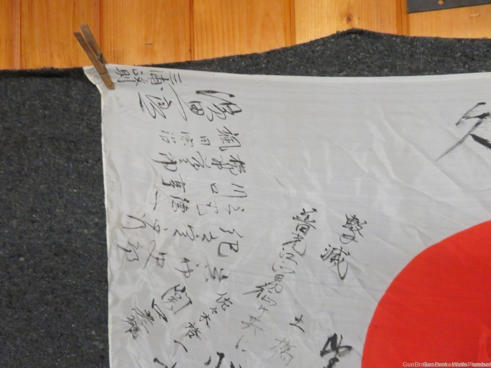 WW2 HINOMARU MEATBALL FLAG W/ SIGNED JAPANESE KANJI CHARACTERS-img-3
