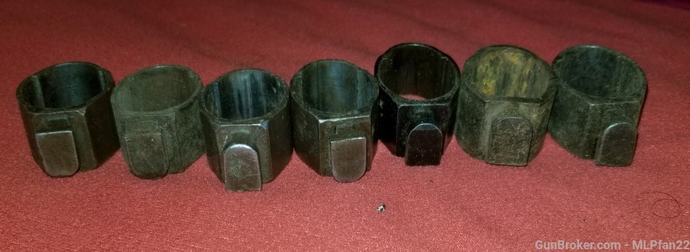 Lot of 7 Mauser front bands older style with bayonet lugs parts-img-2
