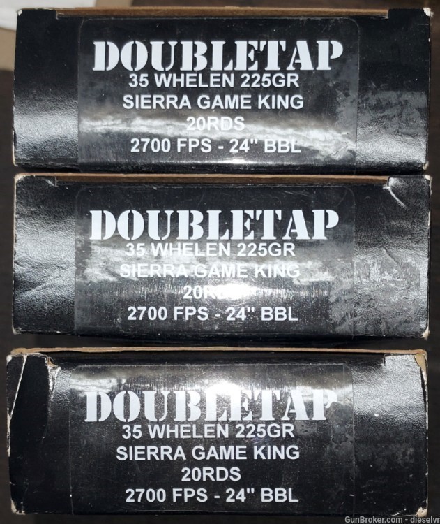20 Rounds DoubleTap 35 Whelen 225 Grain Sierra Game King Ammunition -img-0