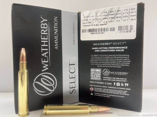 20 Rounds Weatherby Select 340 Weatherby Mag 225gr Interlock Factory New-img-2